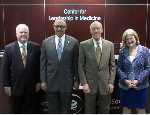 Deans in attendance included (left to right):  Dr. John M. Kauffman, Dean, Campbell University, Jerry M. Wallace School of Osteopathic Medicine;  Dr. Paul Cunningham, Dean, East Carolina University, Brody School of Medicine;  Dr. Edward Abraham, Dean, Wake Forest School of Medicine;  Dr. Nancy Andrews, Dean, Duke University School of Medicine.